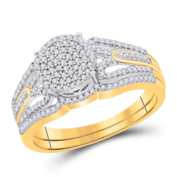 Diamond Bridal Wedding Ring Band Set 3/8 Cttw 10kt Yellow Gold
