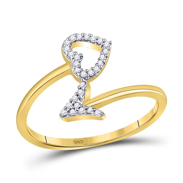 Diamond Heart Arrow Band Ring 1/10 Cttw 10kt Yellow Gold