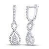 Image 1 : Diamond Teardrop Dangle Earrings 3/8 Cttw 10kt White Gold
