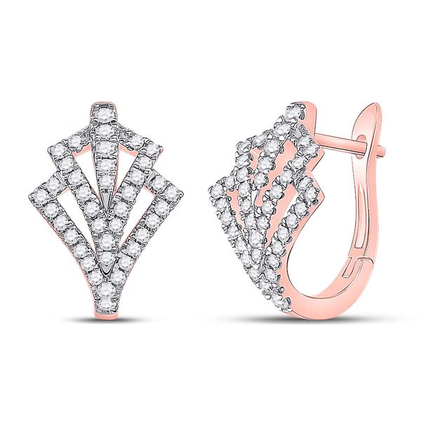 Diamond Hoop Earrings 1/2 Cttw 14kt Rose Gold