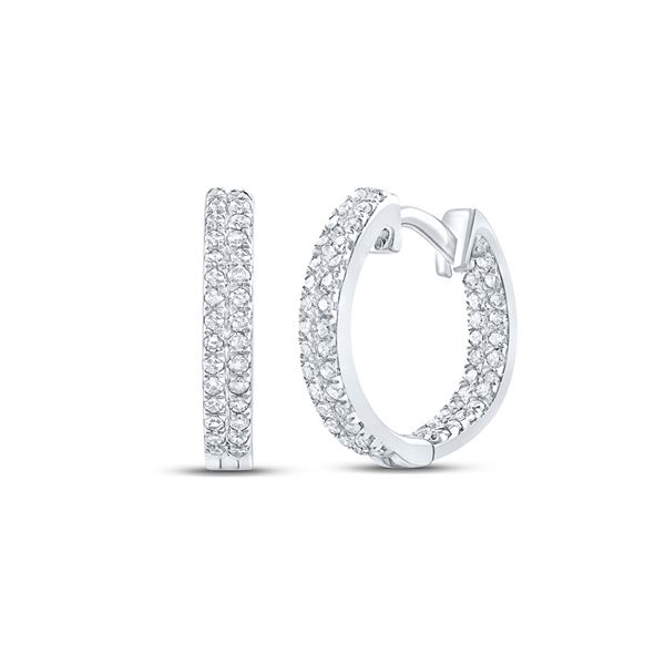 Diamond Hoop Earrings 1/5 Cttw 10kt White Gold