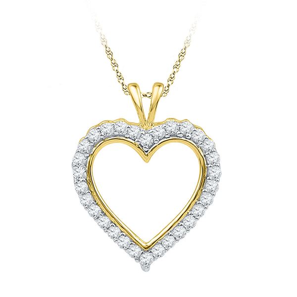 Diamond Heart Outline Pendant 1/4 Cttw 10kt Yellow Gold