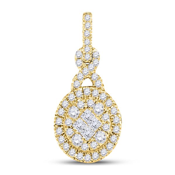 Princess Diamond Fashion Cluster Pendant 1/2 Cttw 14kt Yellow Gold