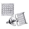 Image 1 : Diamond Square Cluster Earrings 1/6 Cttw 14kt White Gold