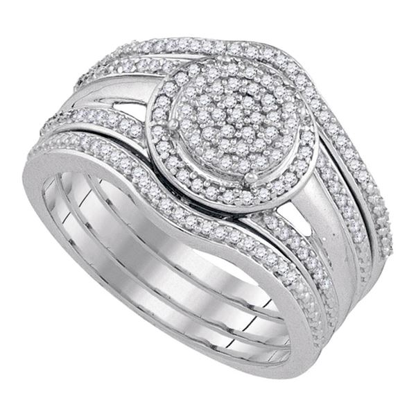 Diamond Bridal Wedding Ring Band Set 1/3 Cttw 10kt White Gold