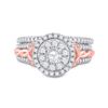 Image 2 : Diamond Bridal Wedding Ring Band Set 1 Cttw 14kt Two-tone Gold