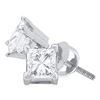 Image 1 : Princess Diamond Solitaire Earrings 1-3/8 Cttw 14kt White Gold