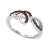 Brown Diamond Crossover Woven Band 1/5 Cttw 10kt White Gold