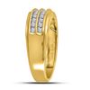 Image 2 : Mens Diamond Wedding 2-Row Band Ring 1/4 Cttw 10kt Yellow Gold