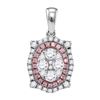 Pink Diamond Fashion Oval Pendant 7/8 Cttw 14kt White Gold
