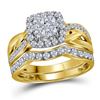 Diamond Cluster Bridal Wedding Ring Band Set 1 Cttw 14kt Yellow Gold