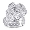 His Hers Diamond Halo Matching Wedding Set 3/4 Cttw 14kt White Gold