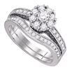 Diamond Bridal Wedding Ring Band Set 1 Cttw 14kt White Gold