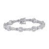 Image 1 : Baguette Diamond Oval Link Bracelet 2 Cttw 14kt White Gold