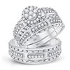 Image 1 : His Hers Diamond Cluster Matching Wedding Set 5/8 Cttw 14kt White Gold