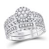 Image 2 : His Hers Diamond Cluster Matching Wedding Set 5/8 Cttw 14kt White Gold