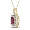 Image 2 : Emerald Ruby Diamond Halo Pendant 7/8 Cttw 14kt Yellow Gold