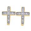 Image 1 : Diamond Cross Huggie Hoop Earrings 1/20 Cttw Yellow-tone Sterling Silver