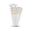 Image 4 : His Hers Diamond Cluster Matching Wedding Set 2 Cttw 14kt Two-tone Gold