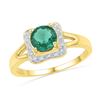 Image 1 : Lab-Created Emerald Solitaire Diamond Ring 7/8 Cttw 10kt Yellow Gold