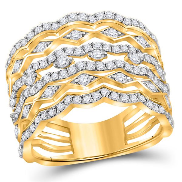 Diamond Modern Geometric Band Ring 1-1/3 Cttw 14kt Yellow Gold
