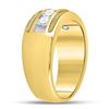 Image 3 : Mens Diamond Single Row Textured Wedding Band Ring 1 Cttw 14kt Yellow Gold