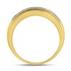 Image 4 : Mens Diamond Single Row Textured Wedding Band Ring 1 Cttw 14kt Yellow Gold
