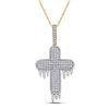 Image 1 : Mens Diamond Dripping Cross Charm Pendant 2 Cttw 10kt Yellow Gold