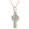 Image 2 : Mens Diamond Dripping Cross Charm Pendant 2 Cttw 10kt Yellow Gold