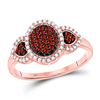 Image 1 : Red Color Enhanced Diamond Oval Cluster Ring 1/3 Cttw 10kt Rose Gold