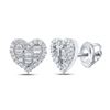 Baguette Diamond Heart Earrings 3/8 Cttw 10kt White Gold