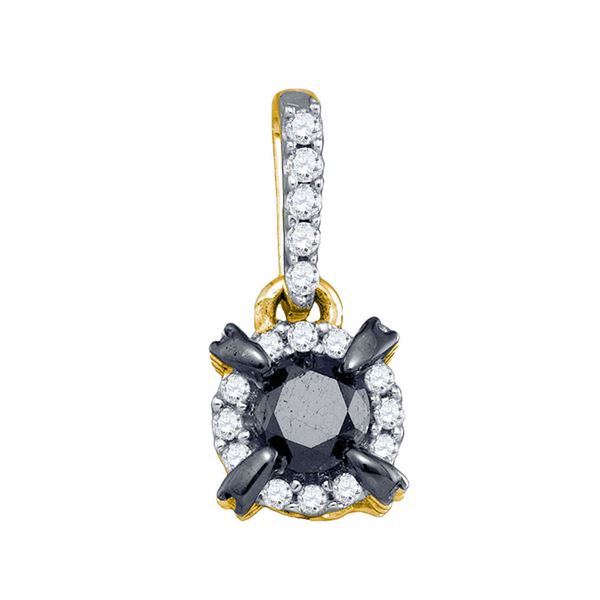 Black Color Enhanced Diamond Solitaire Pendant 1 Cttw 10kt Yellow Gold
