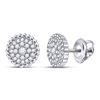 Diamond Beaded Halo Earrings 1/4 Cttw 10kt White Gold