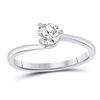 Diamond Solitaire Bridal Wedding Engagement Ring 1/2 Cttw 14kt White Gold