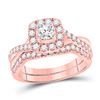 Diamond Bridal Wedding Ring Band Set 1 Cttw 14kt Rose Gold