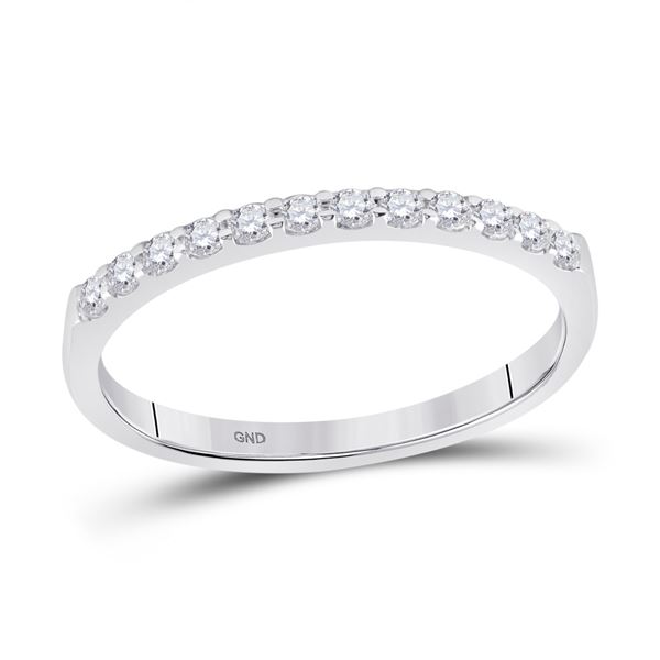 Pave-set Diamond Single Row Wedding Band 1/4 Cttw 14kt White Gold