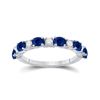 Oval Blue Sapphire Diamond Alternating Band Ring 1-1/2 Cttw 10kt White Gold