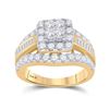 Princess Diamond Cluster Bridal Wedding Engagement Ring 2 Cttw 14kt Yellow Gold