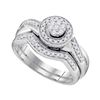 Image 1 : Diamond Cluster Bridal Wedding Ring Band Set 1/3 Cttw 10k White Gold