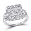 Image 1 : Baguette Diamond Square Cluster Ring 7/8 Cttw 14kt White Gold