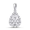 Image 1 : Diamond Teardrop Cluster Pendant 1/2 Cttw 14kt White Gold