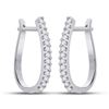 Image 1 : Pave-set Diamond Oblong Hoop Earrings 1/4 Cttw 10kt White Gold
