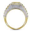 Image 2 : Mens Diamond Square Cluster Ring 1-1/3 Cttw 10kt Yellow Gold