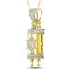 Image 2 : Mens Diamond Torah Magen David Scroll Charm Pendant 3/8 Cttw 10kt Yellow Gold
