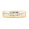 Image 2 : Mens Princess Diamond Wedding Single Row Band Ring 1/2 Cttw 14kt Yellow Gold