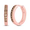 Image 1 : Brown Diamond Hoop Earrings 1/4 Cttw 14kt Rose Gold