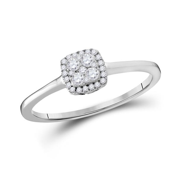 Diamond Square Cluster Ring 1/5 Cttw 10kt White Gold