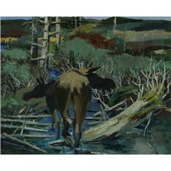 OIL PAINTING DANNY PIERCE WA MOOSE CALF