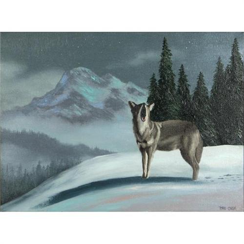 OIL PAINTING PAUL CHALK NORTHWEST COYOTE