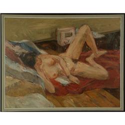 OIL PAINTING EUGENE PIZZUTO WA RECLINING NUDE